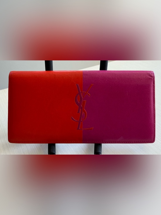 Yves Saint Laurent Handbags - Authentic Yves Saint Laurent (YSL) Colorblock Leather Long Flap Wallet